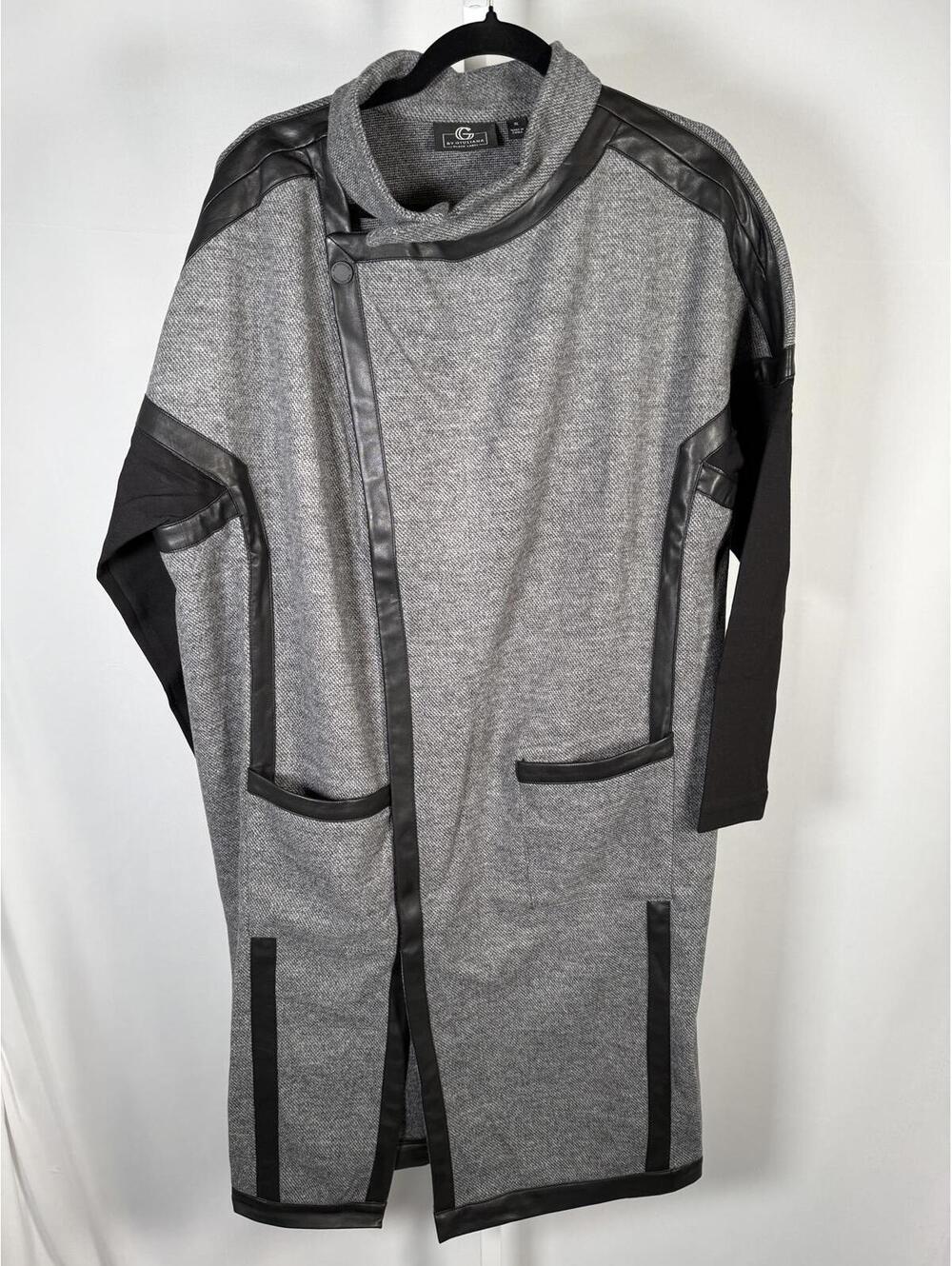 G By Giuliana Black Label Gray Faux Leather Trim Coat Jacket Size XL - Picture 3 of 6